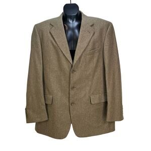 Oscar De La Renta Wool Cashmere Blazer Tan Neutral Academia